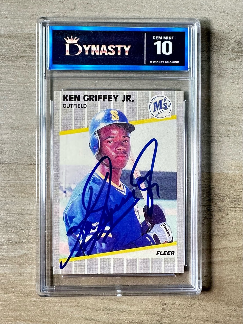 Ken Griffey Jr Signed Rookie 1989 Fleer #548 Gem Mint 10 Novelty Card.